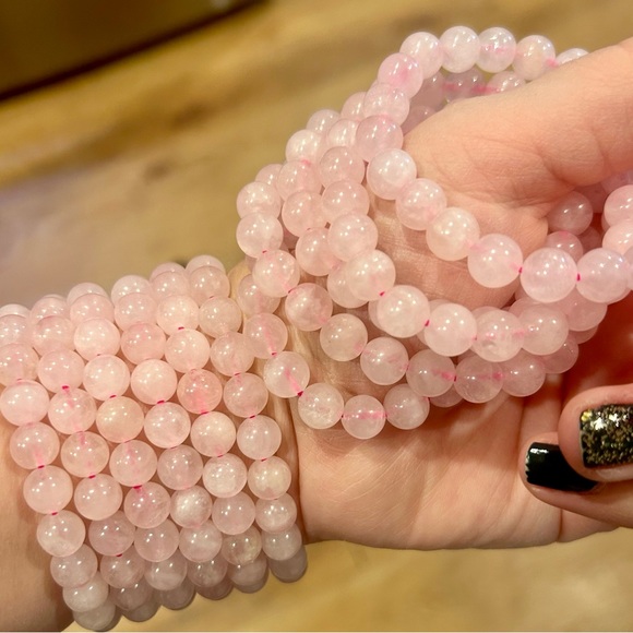 Rose Quartz 8mm Bracelets | Minimalist crystal jewelry - Picture 1 of 3